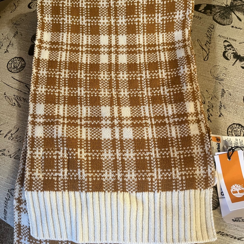 Camel plaid Timberland scarf. NWT